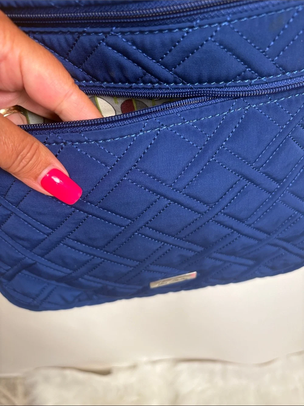 Vera Bradley Quilted Navy Crossbody with Silver Plaque - Picture 10 of 16